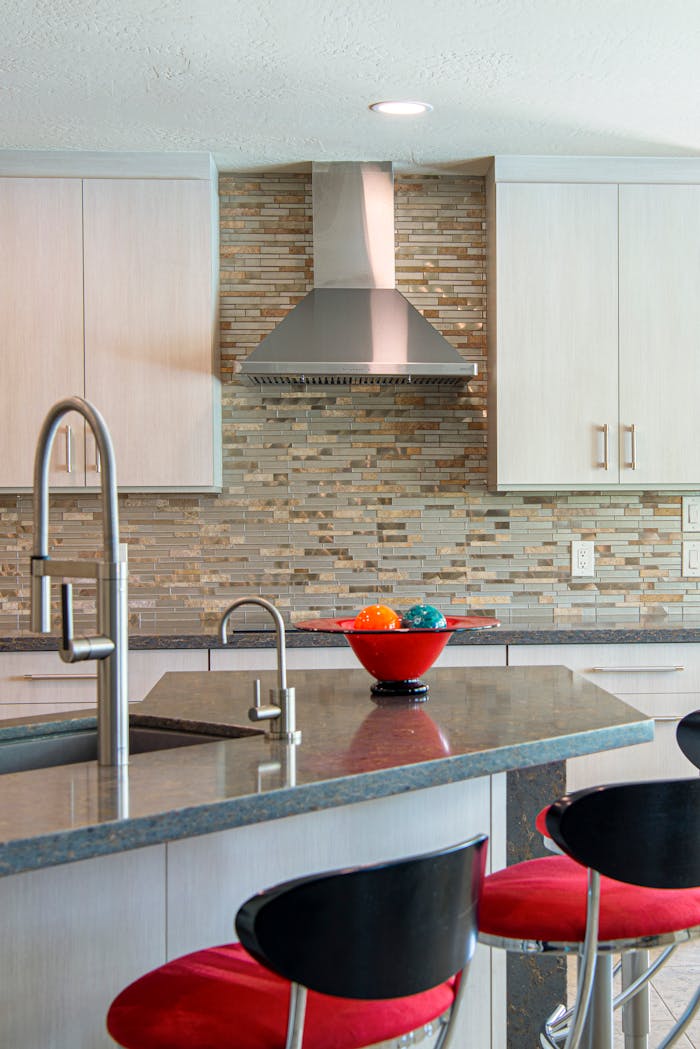 Stylish kitchen interior featuring modern appliances and design elements.